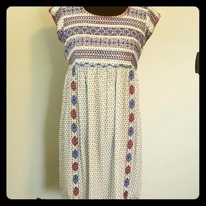 Cap sleeve embroidered stitched dress